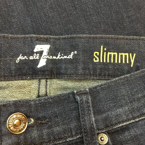 7 For All Mankind Slimmy Straight Leg Jeans Mens 33 x 29 Dark Wash Cotton & Span - Picture 10 of 12